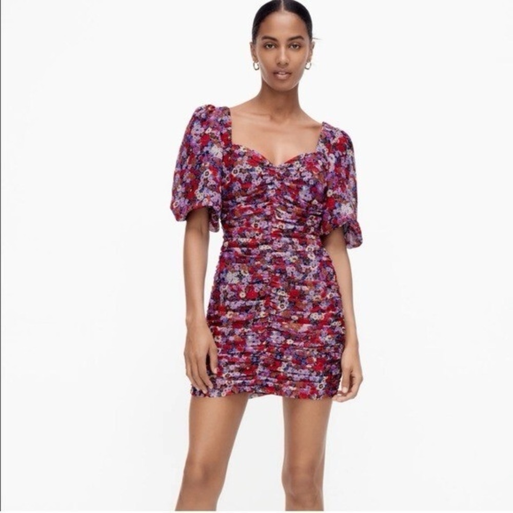 Zara Pink and Purple Ruched Bodycon Mini Dress